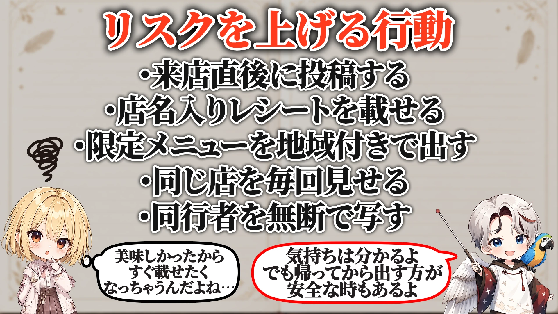 リスクを上げる危険行動